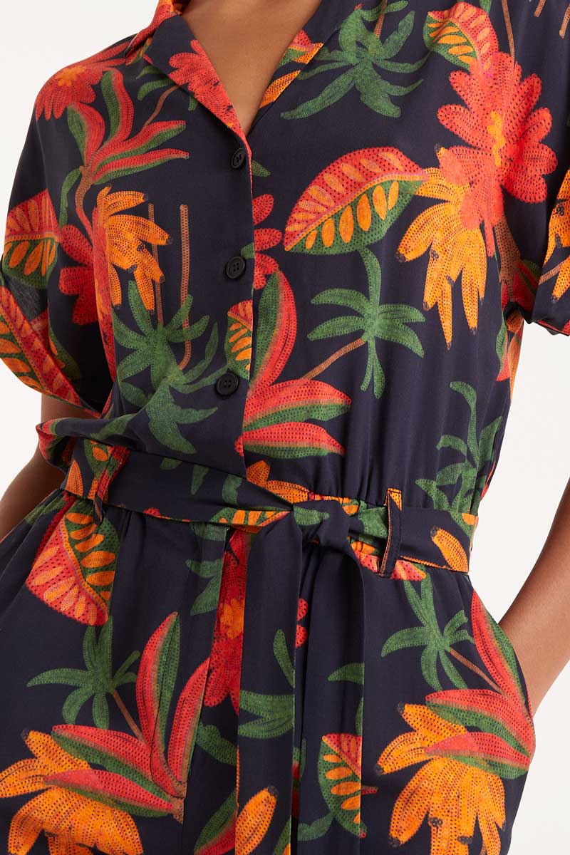 COMPAÑÍA FANTÁSTICA | FAMARA FLORAL PLAYSUIT - ORANGE