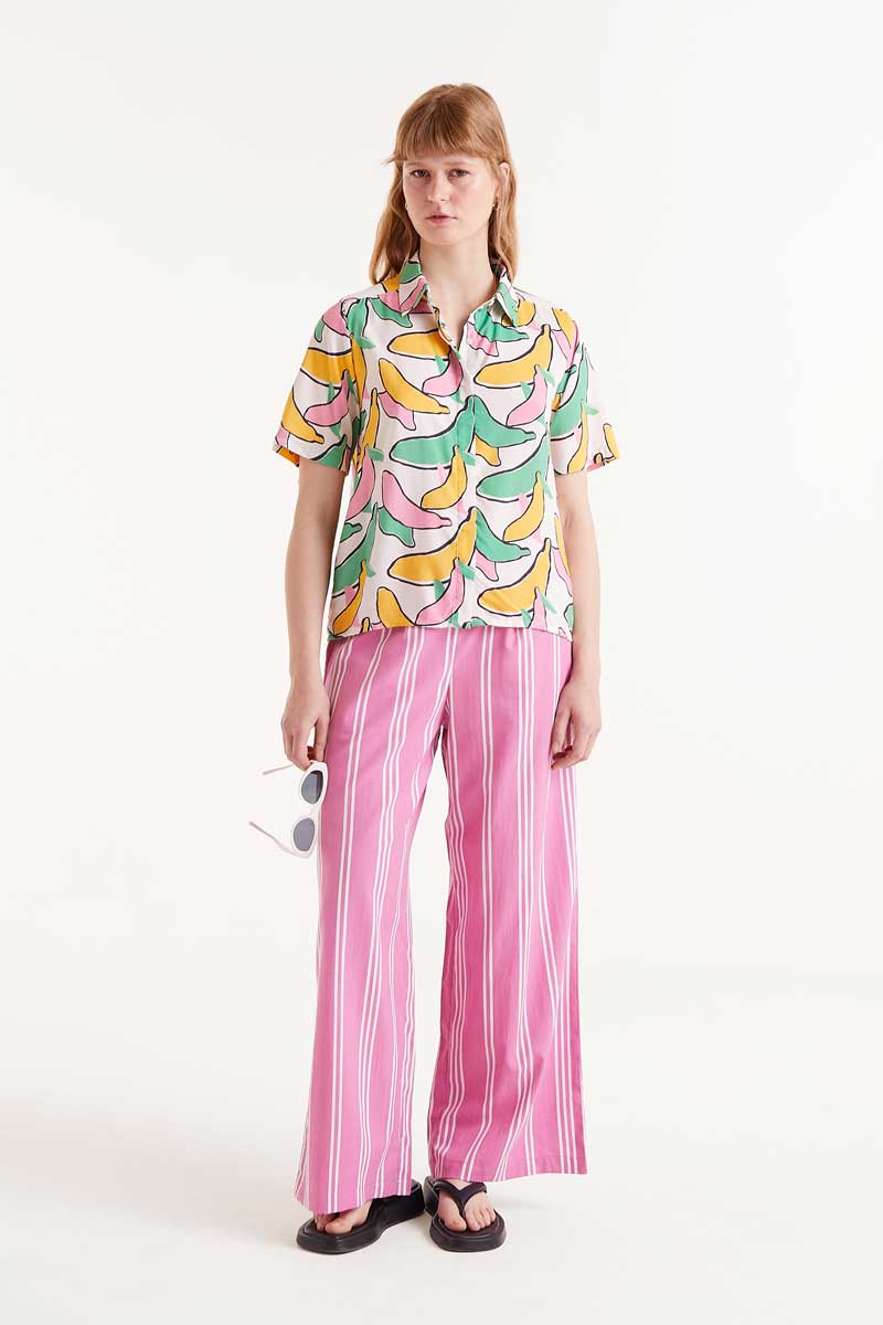 COMPAÑÍA FANTÁSTICA | BANANA ILLUSTRATION SS BLOUSE - WHITE