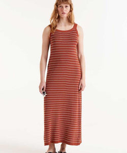 COMPAÑÍA FANTÁSTICA | KNITTED STRIPED MAXI DRESS - BROWN