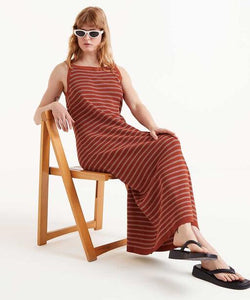 COMPAÑÍA FANTÁSTICA | KNITTED STRIPED MAXI DRESS - BROWN