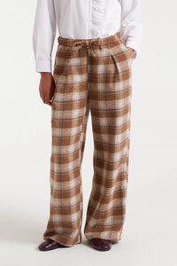 COMPAÑÍA FANTÁSTICA | FLANNEL CHECKED PANTS - BROWN