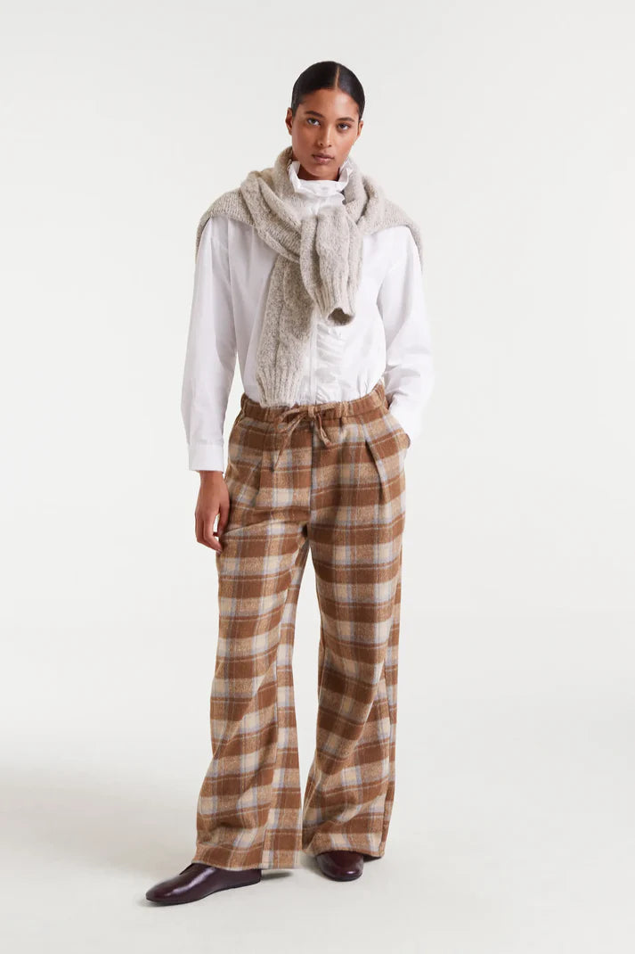 COMPAÑÍA FANTÁSTICA | FLANNEL CHECKED PANTS - BROWN