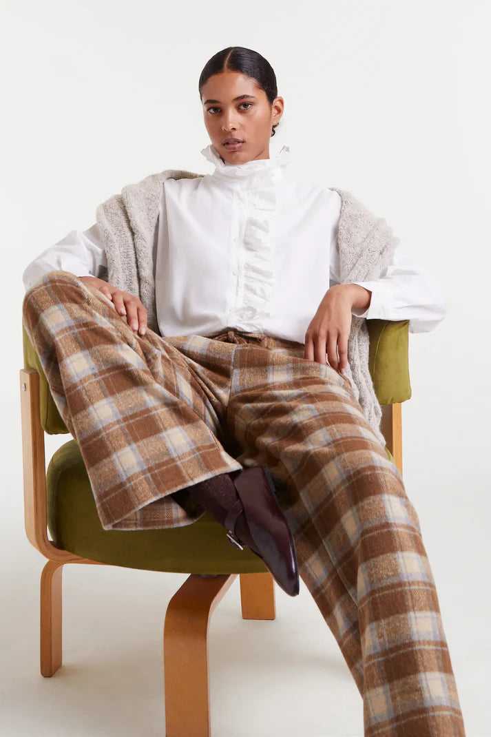 COMPAÑÍA FANTÁSTICA | FLANNEL CHECKED PANTS - BROWN