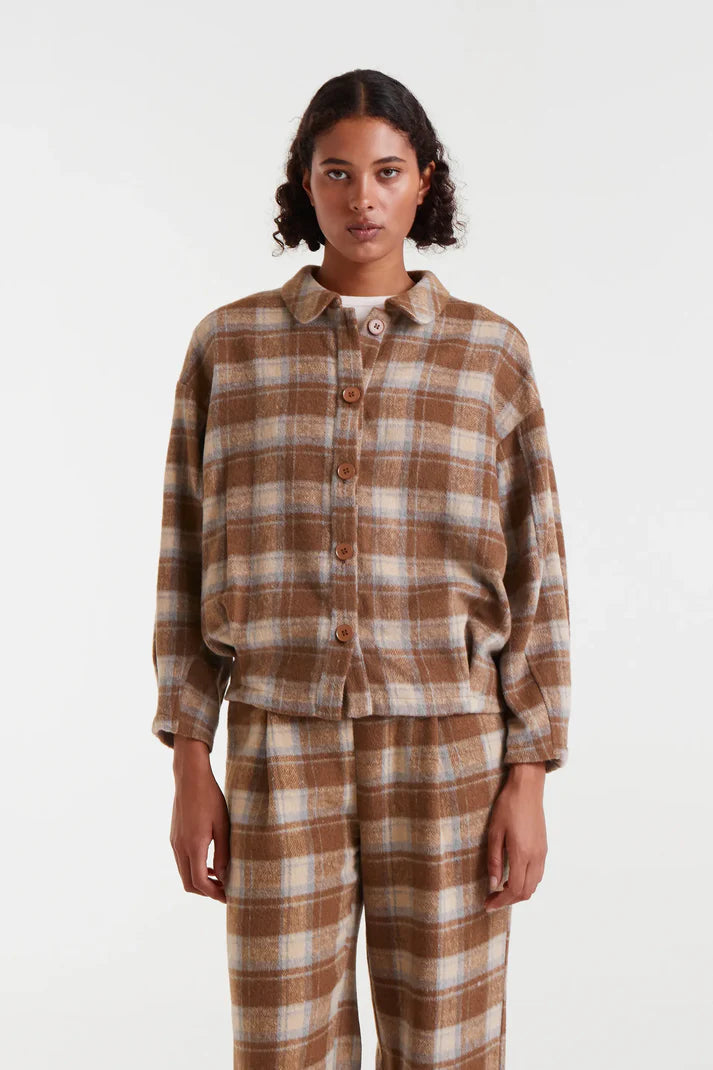 COMPAÑÍA FANTÁSTICA | FLANNEL CHECKED SHIRT - BROWN