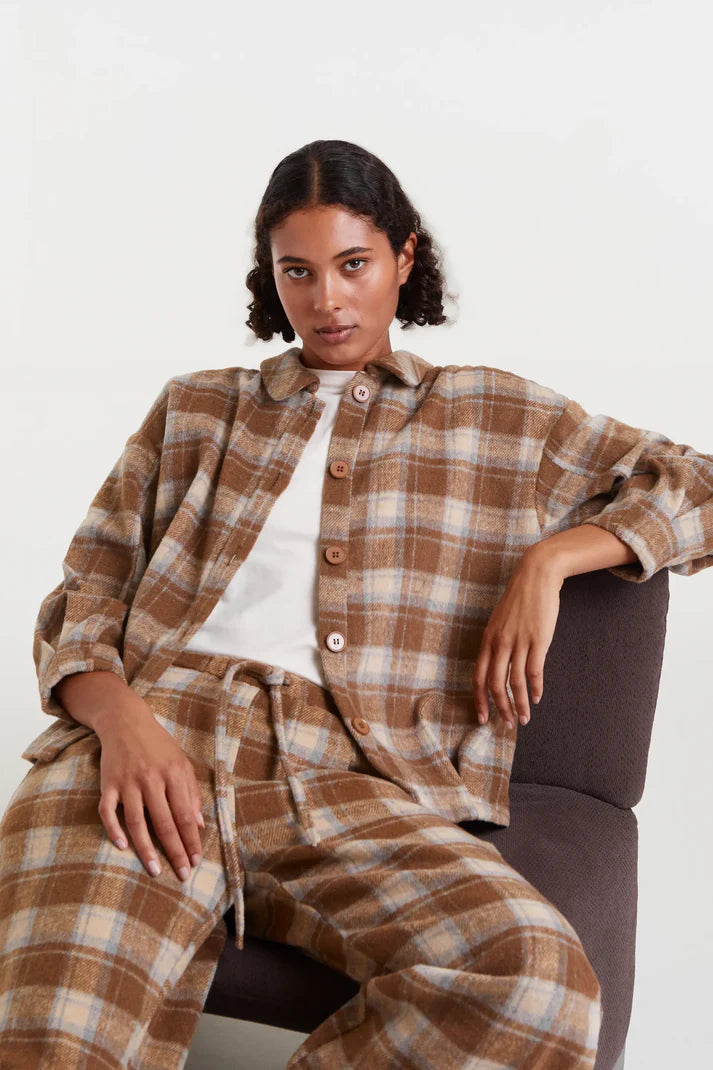 COMPAÑÍA FANTÁSTICA | FLANNEL CHECKED SHIRT - BROWN