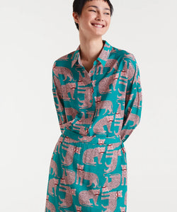 COMPAÑÍA FANTÁSTICA | JAGUAR PRINT BLOUSE - TURQUOISE