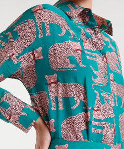 COMPAÑÍA FANTÁSTICA | JAGUAR PRINT BLOUSE - TURQUOISE