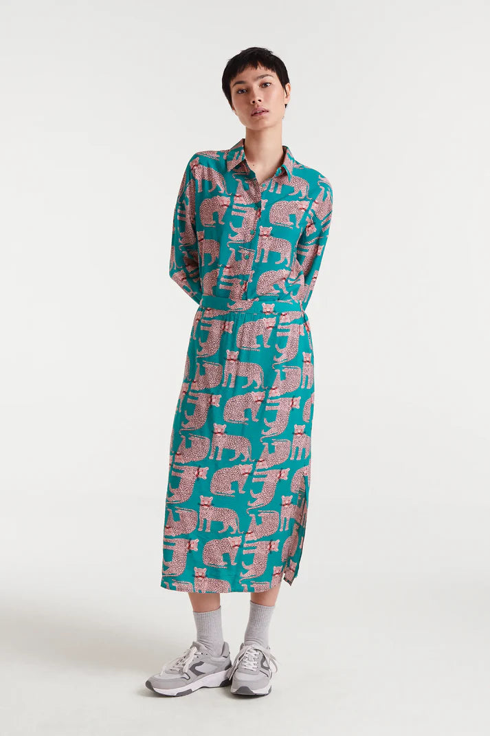 COMPAÑÍA FANTÁSTICA | JAGUAR PRINT BLOUSE - TURQUOISE