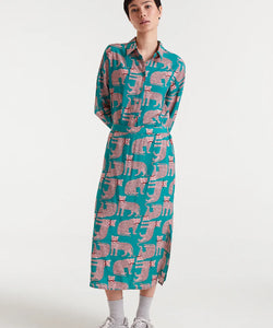COMPAÑÍA FANTÁSTICA | JAGUAR PRINT BLOUSE - TURQUOISE
