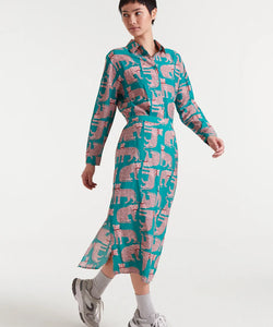 COMPAÑÍA FANTÁSTICA | JAGUAR PRINT BLOUSE - TURQUOISE