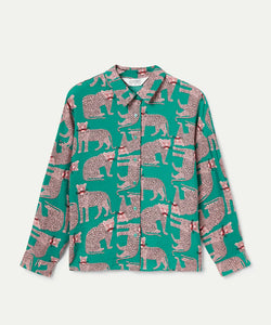 COMPAÑÍA FANTÁSTICA | JAGUAR PRINT BLOUSE - TURQUOISE
