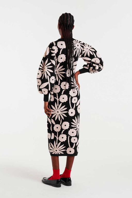 COMPAÑÍA FANTÁSTICA | DANDELION KNITTED MIDI DRESS - BLACK