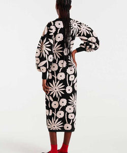 COMPAÑÍA FANTÁSTICA | DANDELION KNITTED MIDI DRESS - BLACK