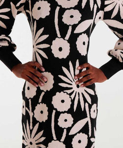 COMPAÑÍA FANTÁSTICA | DANDELION KNITTED MIDI DRESS - BLACK
