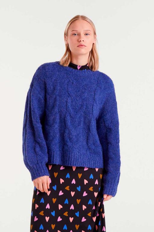COMPAÑÍA FANTÁSTICA | CABLE KNITTED PULLOVER - BLUE