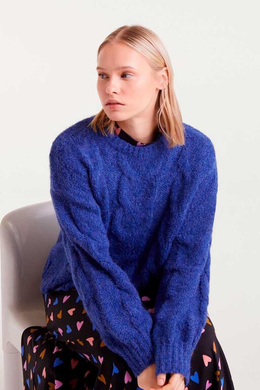 COMPAÑÍA FANTÁSTICA | CABLE KNITTED PULLOVER - BLUE