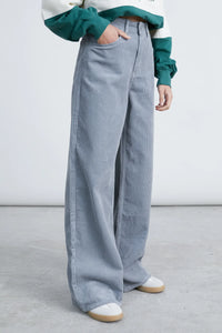 RIBCORD PANTS - GREYISH BLUE