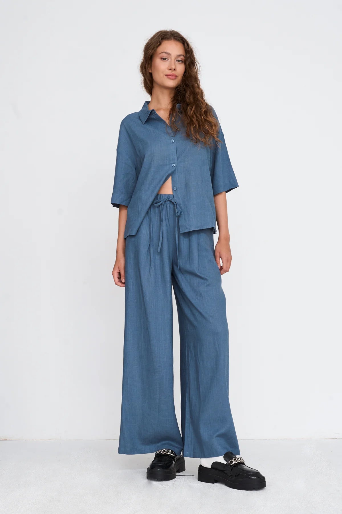 WIDE LEG PANTS - BLUE