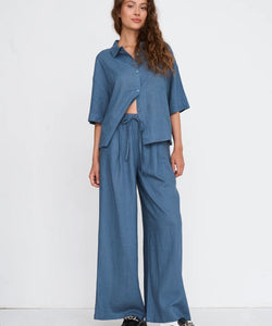WIDE LEG PANTS - BLUE