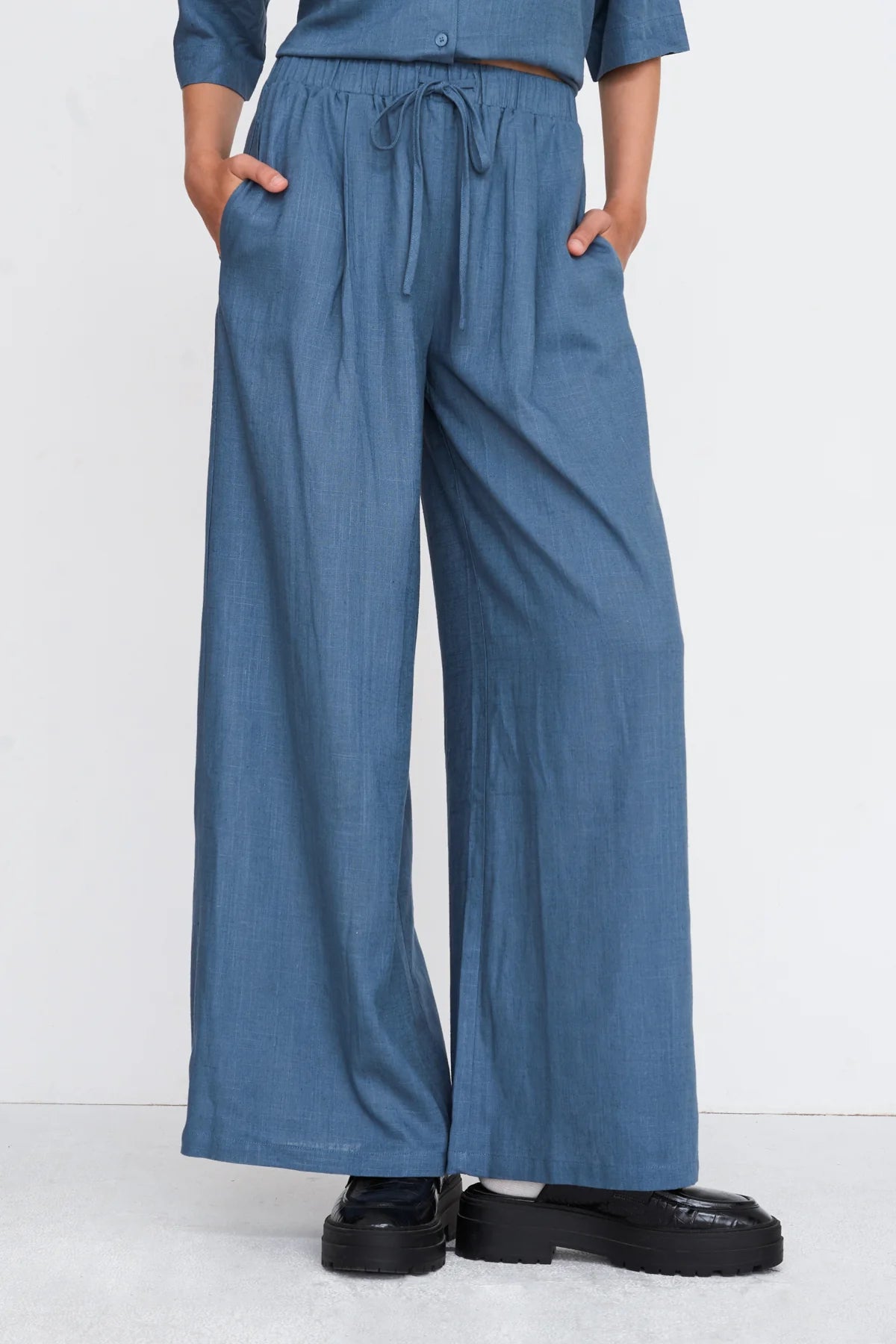 WIDE LEG PANTS - BLUE