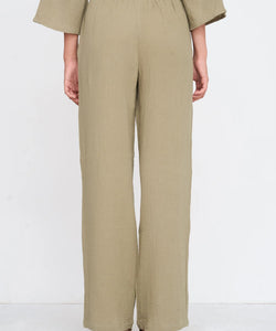 CRINKLE TROUSERS - OLIVE GREEN