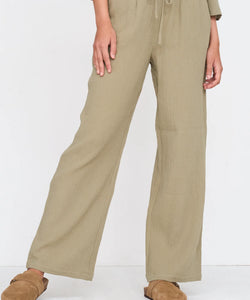 CRINKLE TROUSERS - OLIVE GREEN