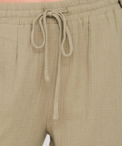 CRINKLE TROUSERS - OLIVE GREEN