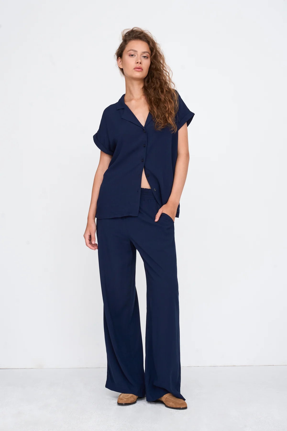 PITA WIDE LEG PANTS - NAVY