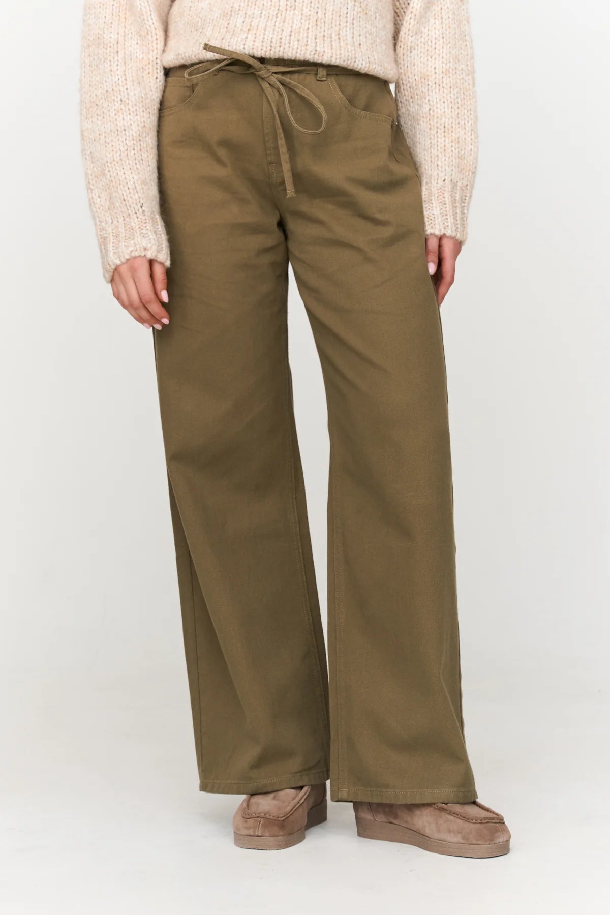 FRANKY WIDE LEG JEANS - OLIVE
