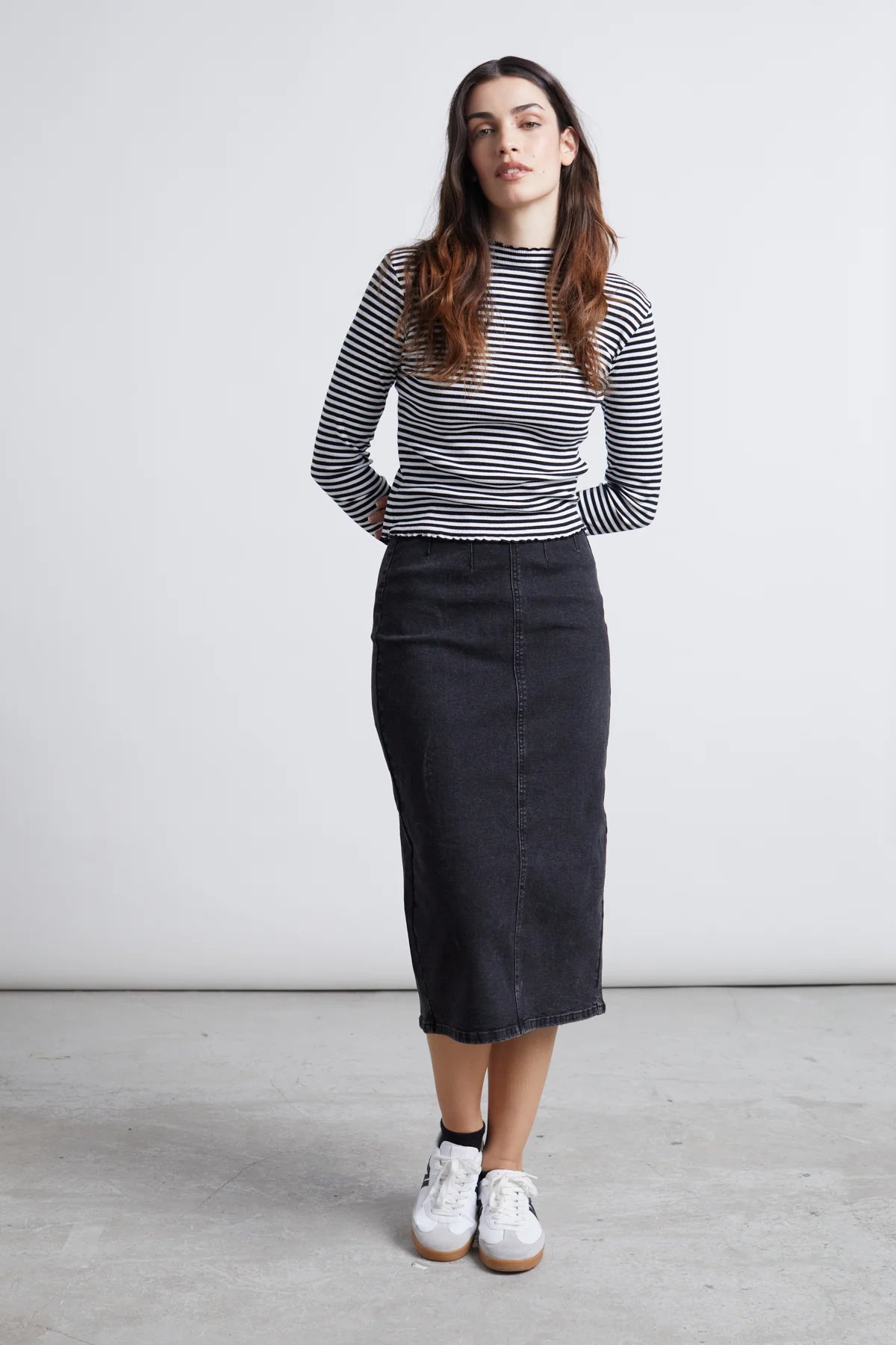 ASFALT JEANS SKIRT - BLACK