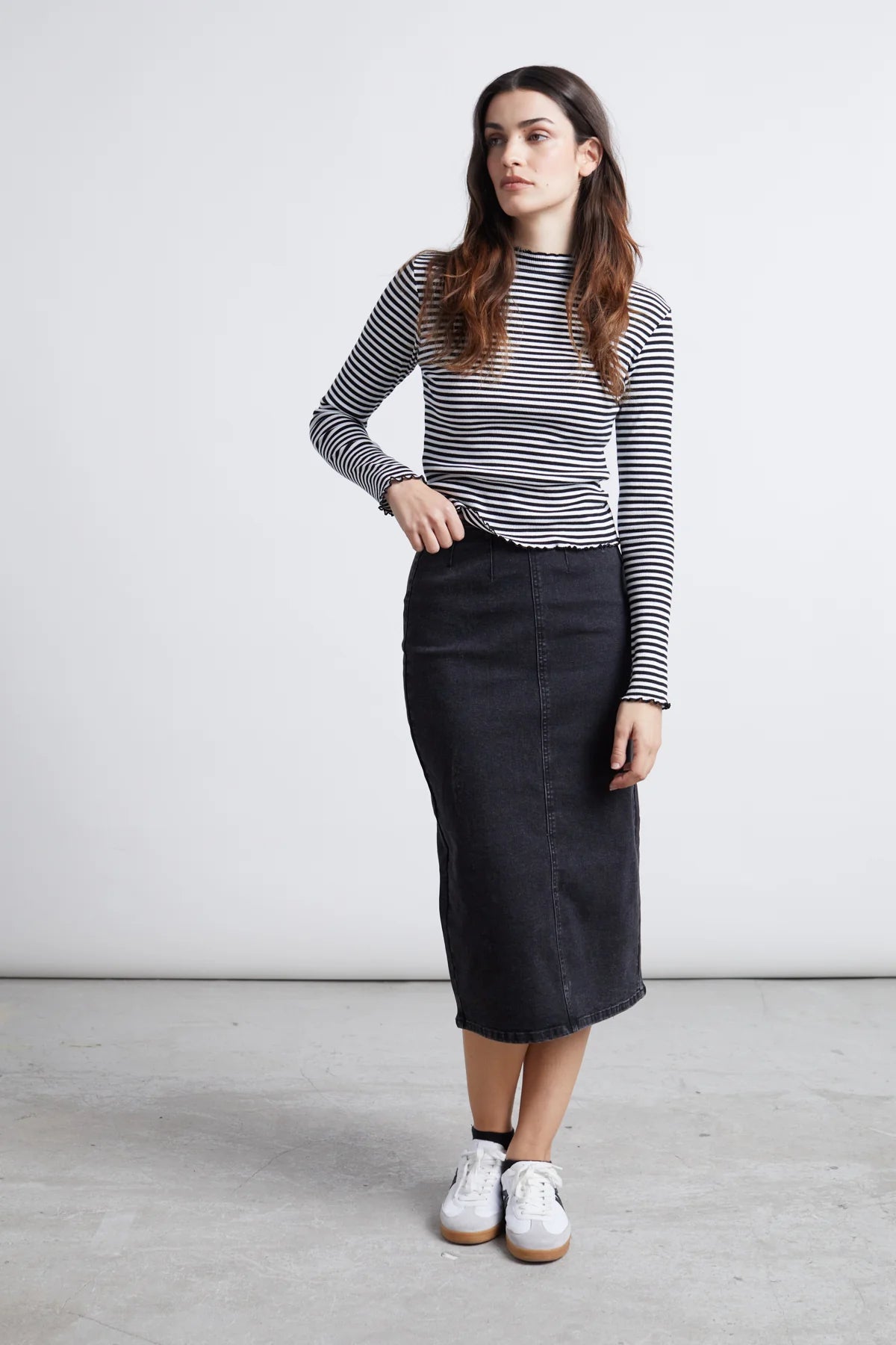 ASFALT JEANS SKIRT - BLACK