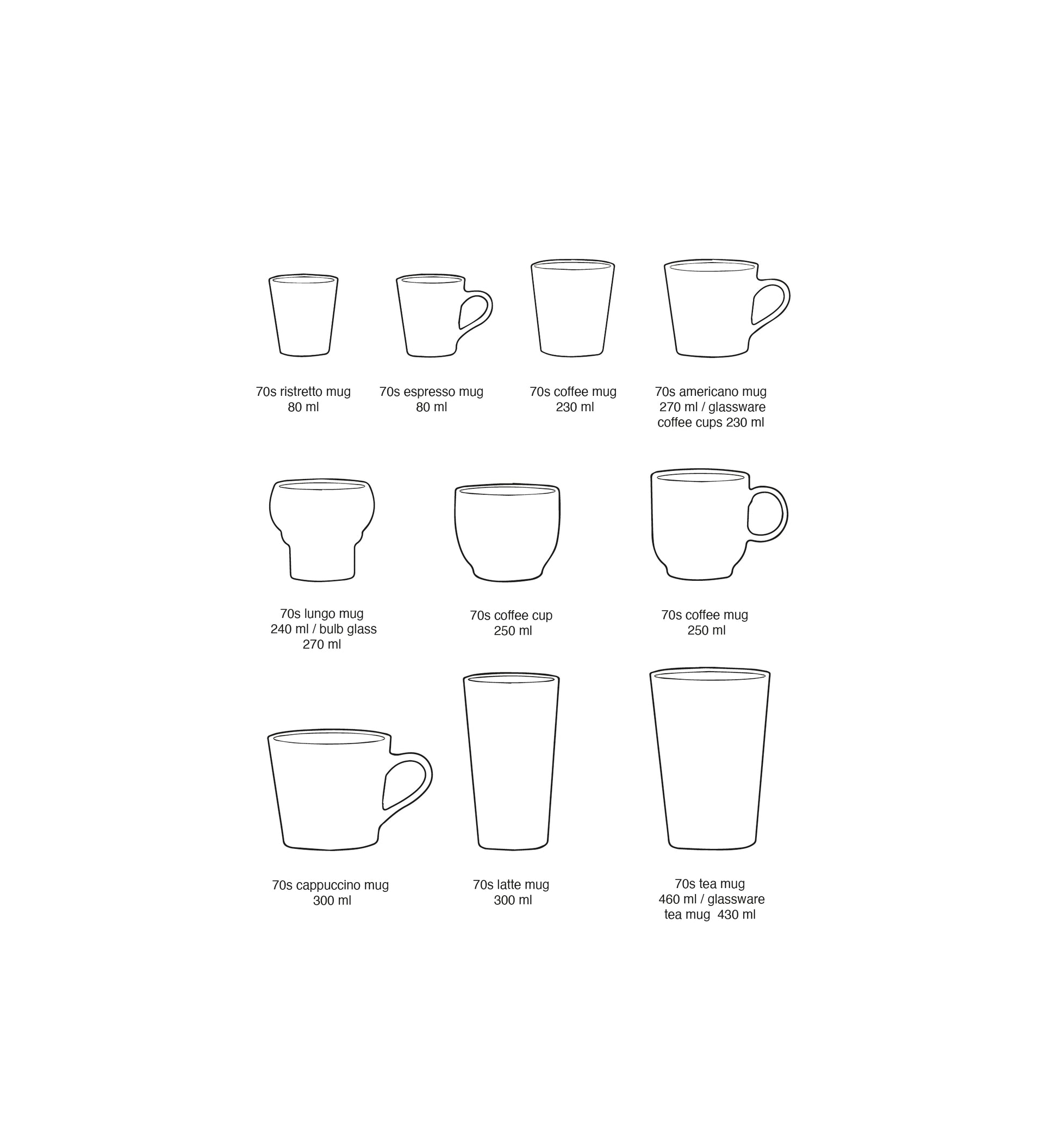 HKliving | 70'S RISTRETTO MUGS - GOOD VIBES ROCK ON