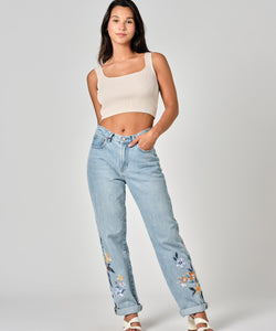 F.A.M. | MANON EMBRO BOYFRIEND JEANS - BLUE