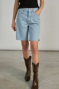 CUTT OFF DENIM SHORTS - BLUE