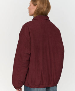 RIBCORD BOMBER COAT - BORDEAUX
