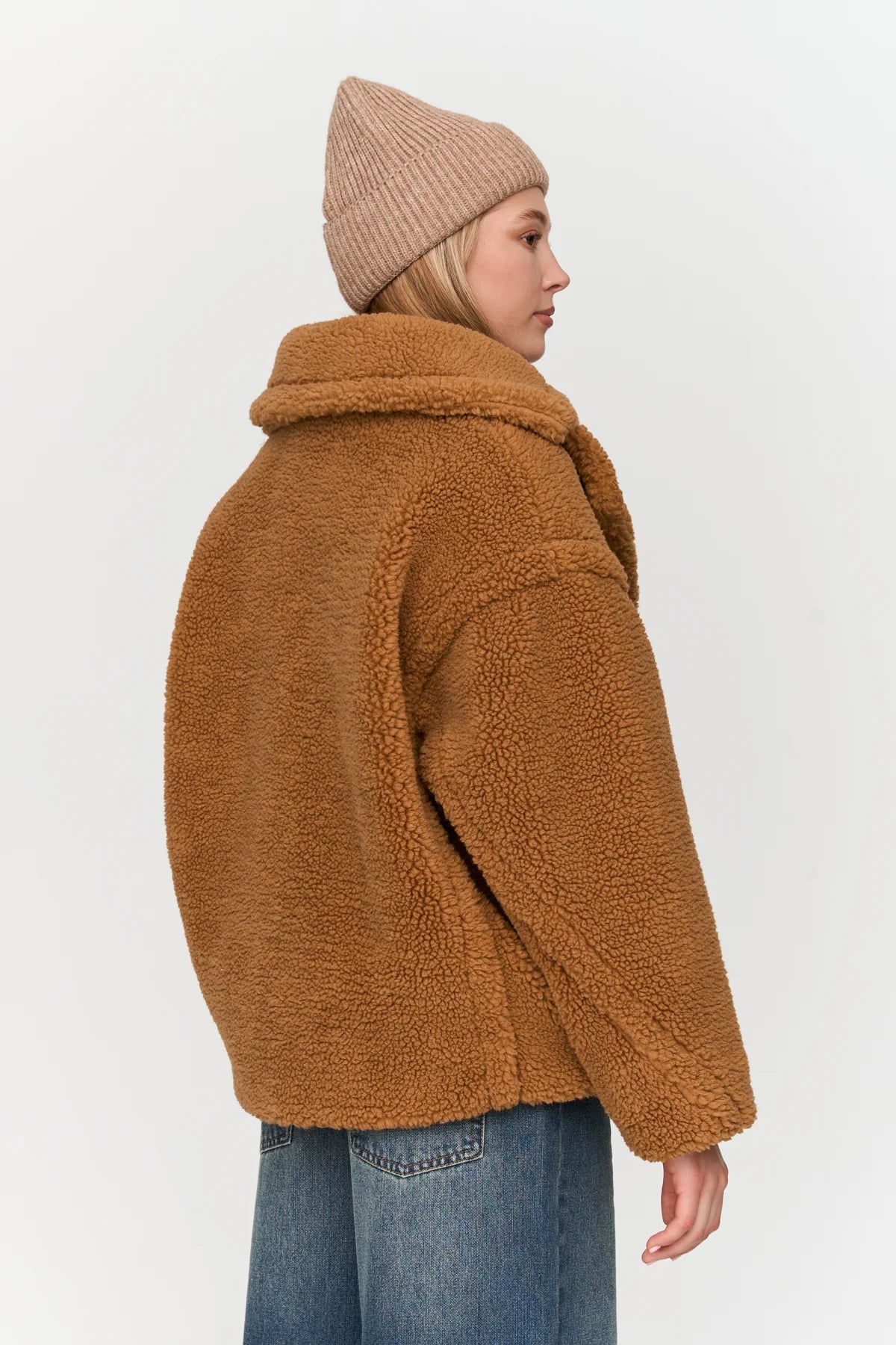 BOXY TEDDY COAT - BROWN