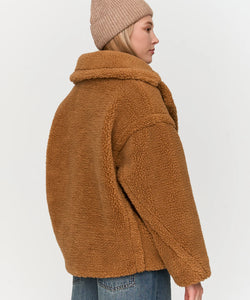 BOXY TEDDY COAT - BROWN