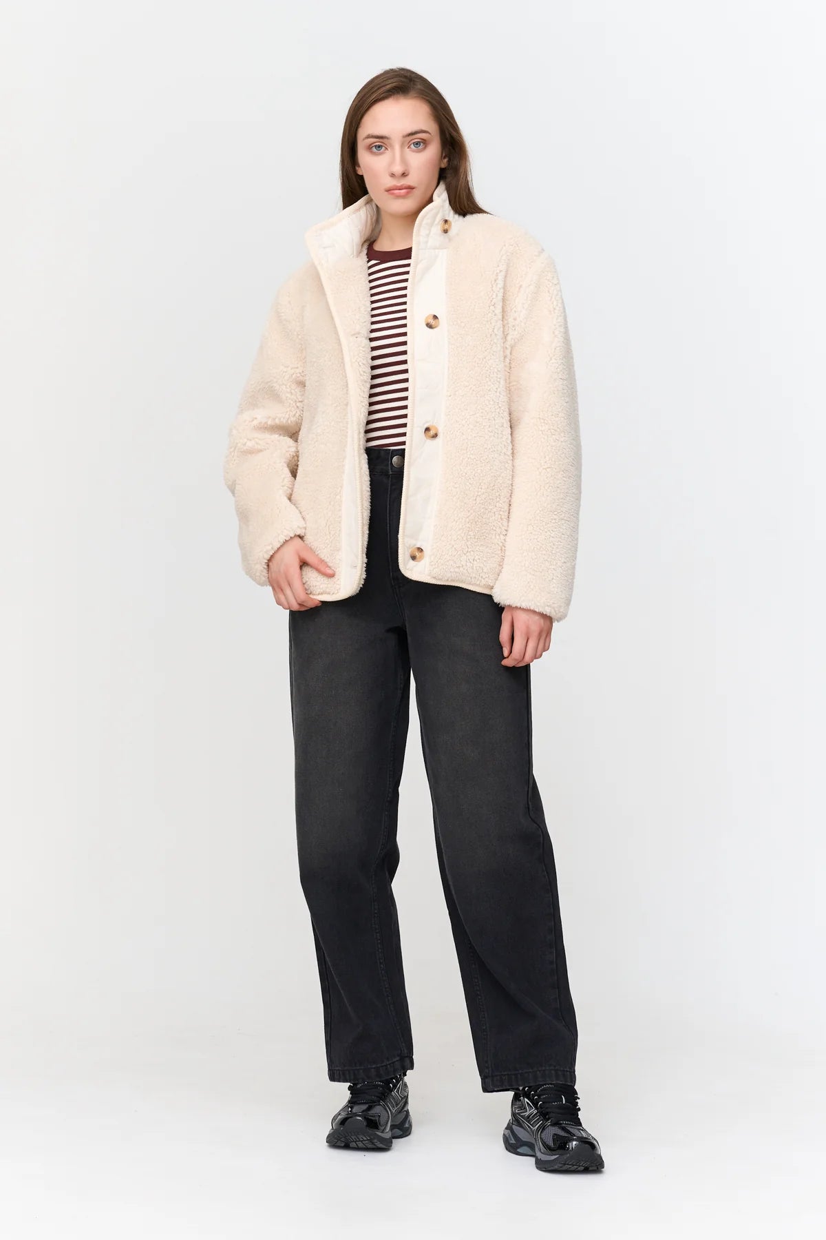 TEDDY QUILTED COAT - OFF WHITE