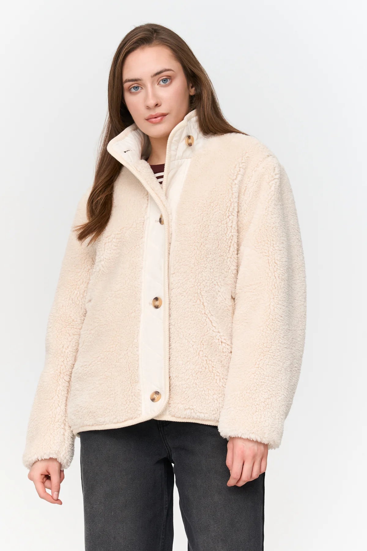 TEDDY QUILTED COAT - OFF WHITE