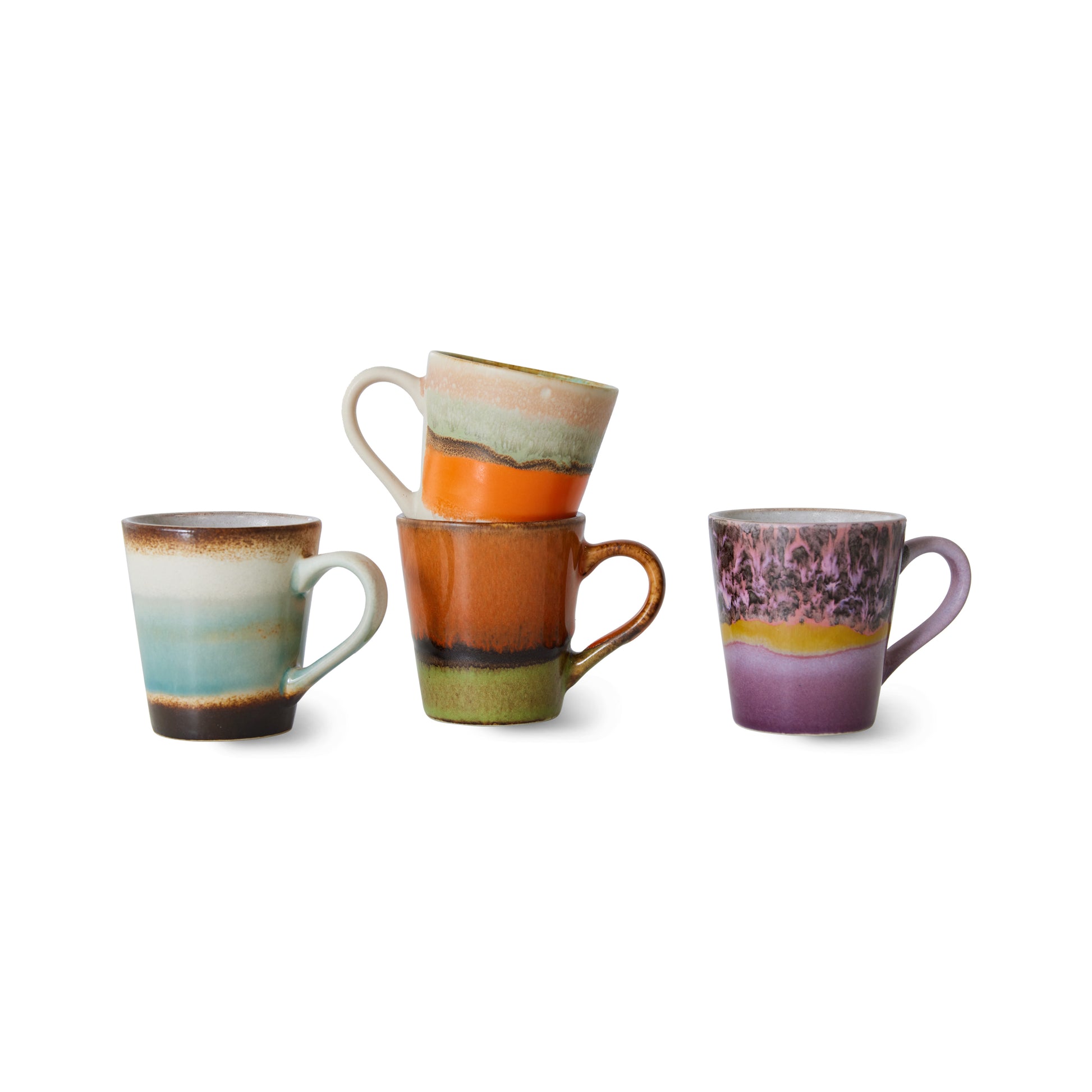 HKliving | 70S CERAMICS: ESPRESSO MUGS - RETRO (SET OF 4