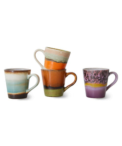 HKliving | 70S CERAMICS: ESPRESSO MUGS - RETRO (SET OF 4