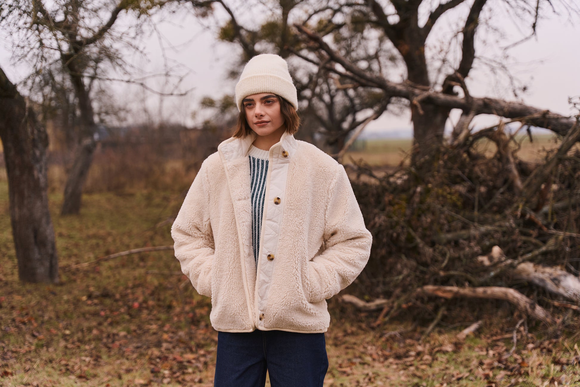 TEDDY QUILTED COAT - OFF WHITE