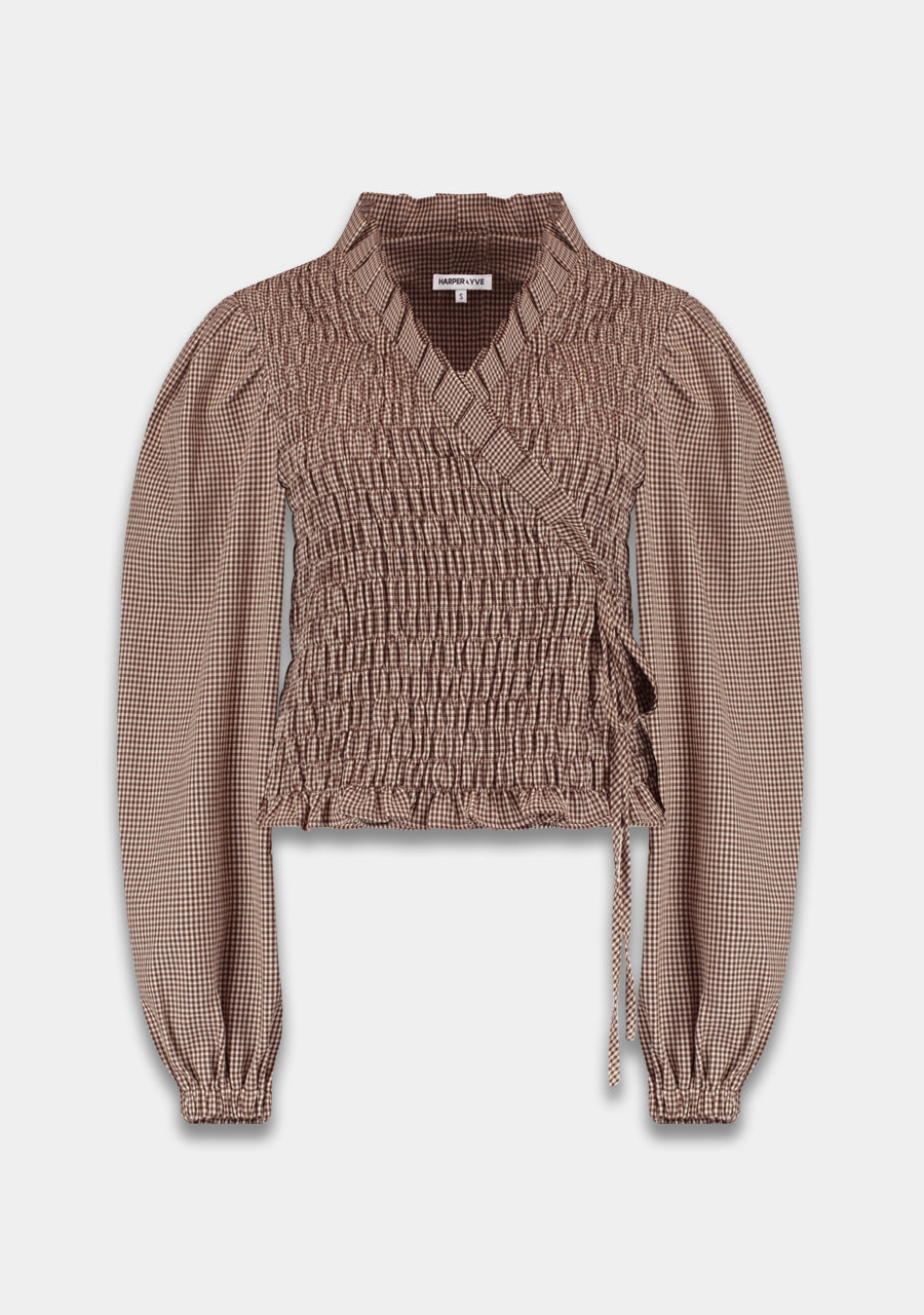 HARPER & YVE | DEBBY LS SHIRT - CHECK DARK FUDGE