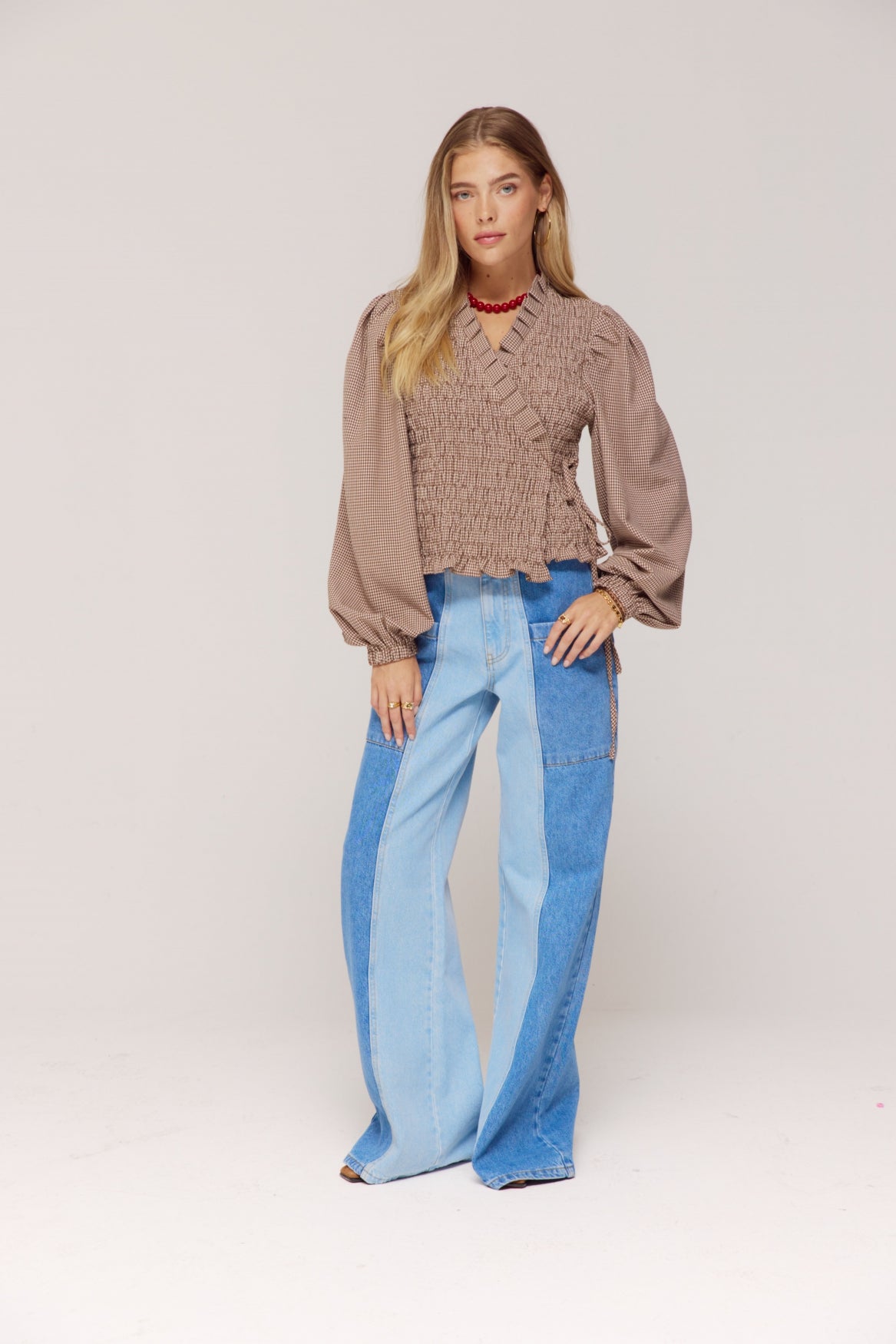 HARPER & YVE | DEBBY LS SHIRT - CHECK DARK FUDGE