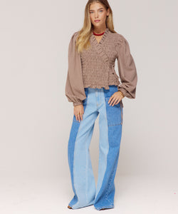 HARPER & YVE | DEBBY LS SHIRT - CHECK DARK FUDGE