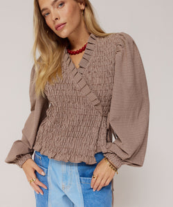 HARPER & YVE | DEBBY LS SHIRT - CHECK DARK FUDGE