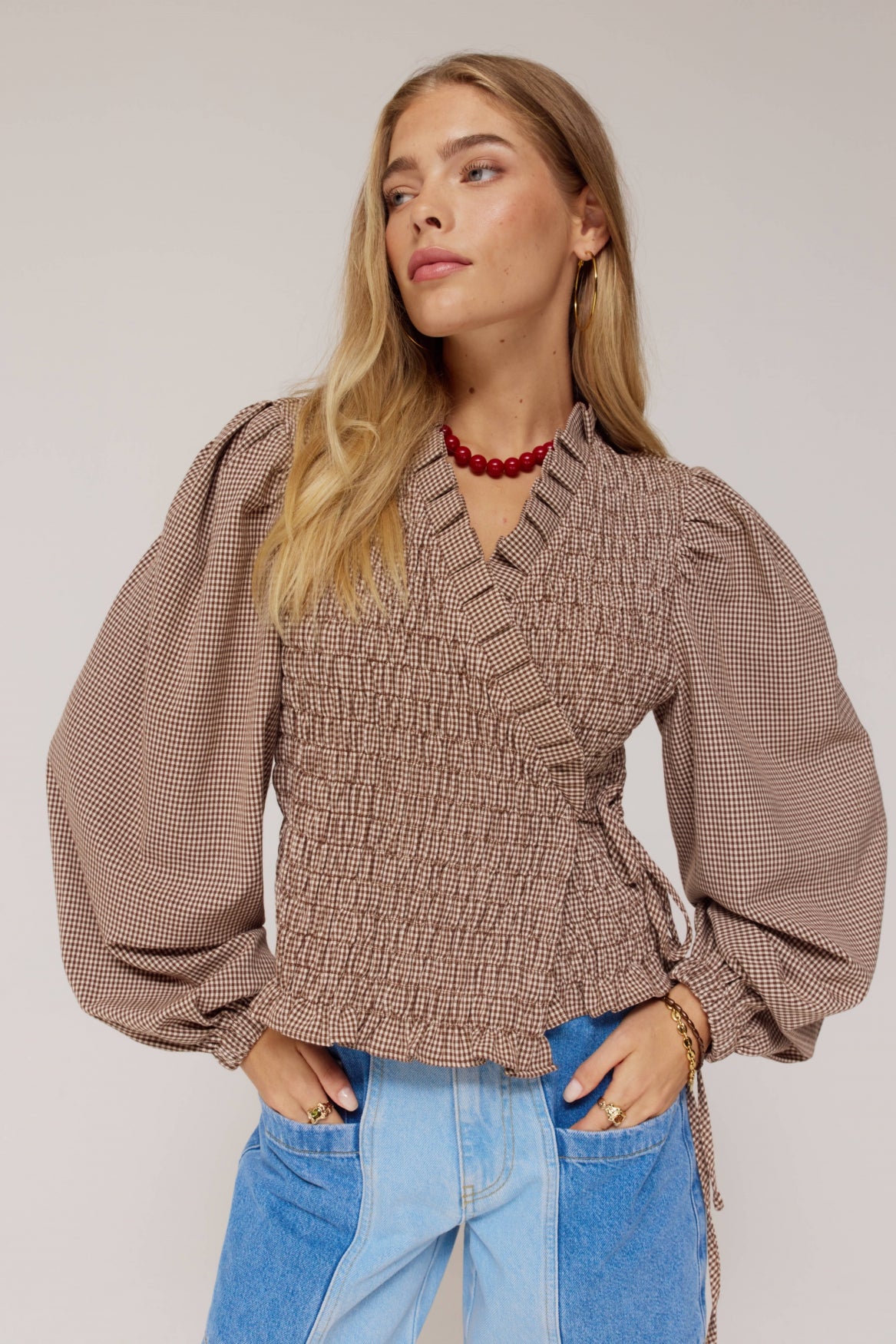 HARPER & YVE | DEBBY LS SHIRT - CHECK DARK FUDGE