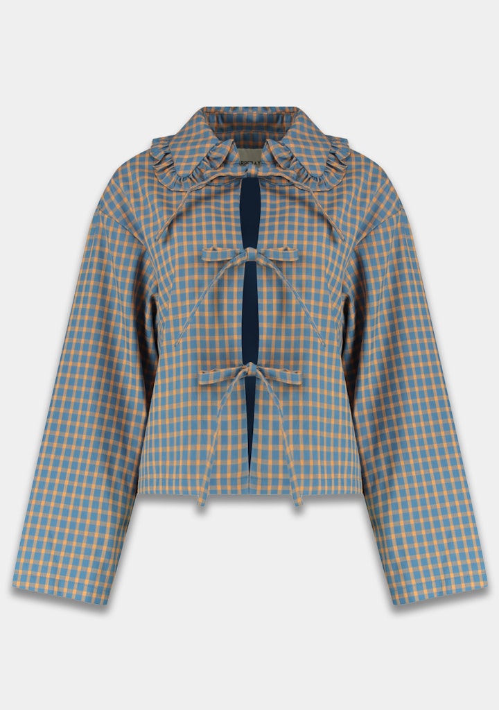 HARPER & YVE | LOLA LS BLOUSE - CHECK ORANGE ULTRAMARINE