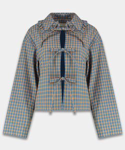 HARPER & YVE | LOLA LS BLOUSE - CHECK ORANGE ULTRAMARINE