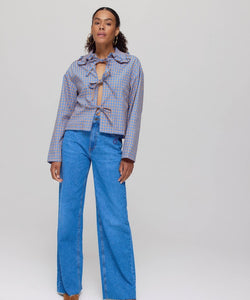 HARPER & YVE | LOLA LS BLOUSE - CHECK ORANGE ULTRAMARINE